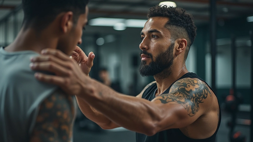 مدرب شخصي يوجه لاعب كرة سلة في جلسة تدريب بدنية